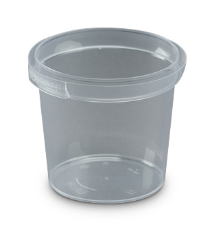 380mL Round Retail Food Container, Tamper Evidence, colour clear
